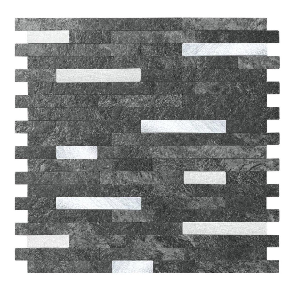 Gray and Silver Stack Peel and Stick Tile Sample