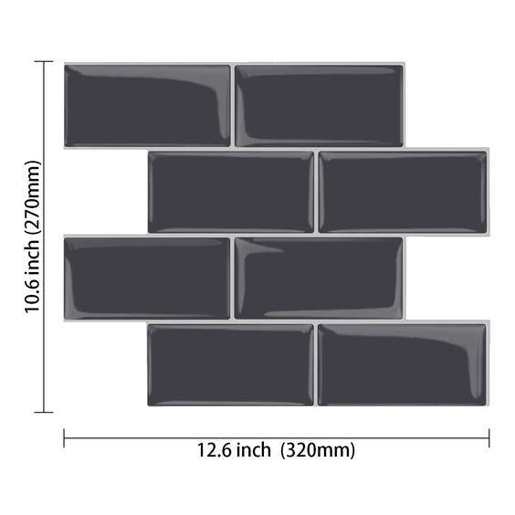 Black Vinyl Peel and Stick Subway Tile | Tile Club