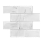 White Marbled Vinyl Peel and Stick Subway Tile 