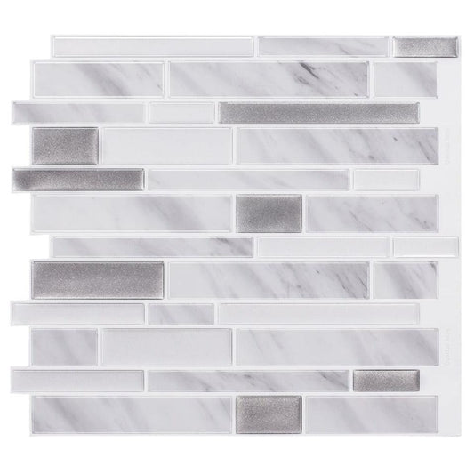 Gray and White Stacked Stone Peel and Stick Vinyl Tile Sample