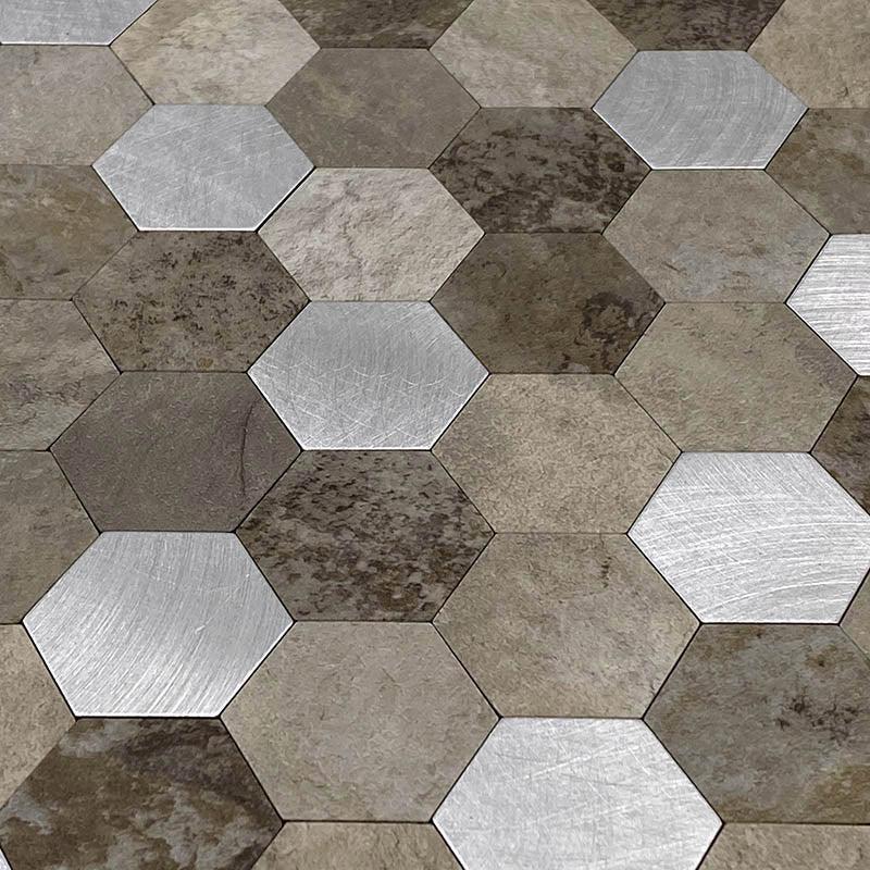 Silver and Beige Hexagon Peel and Stick Tile | Tile Club