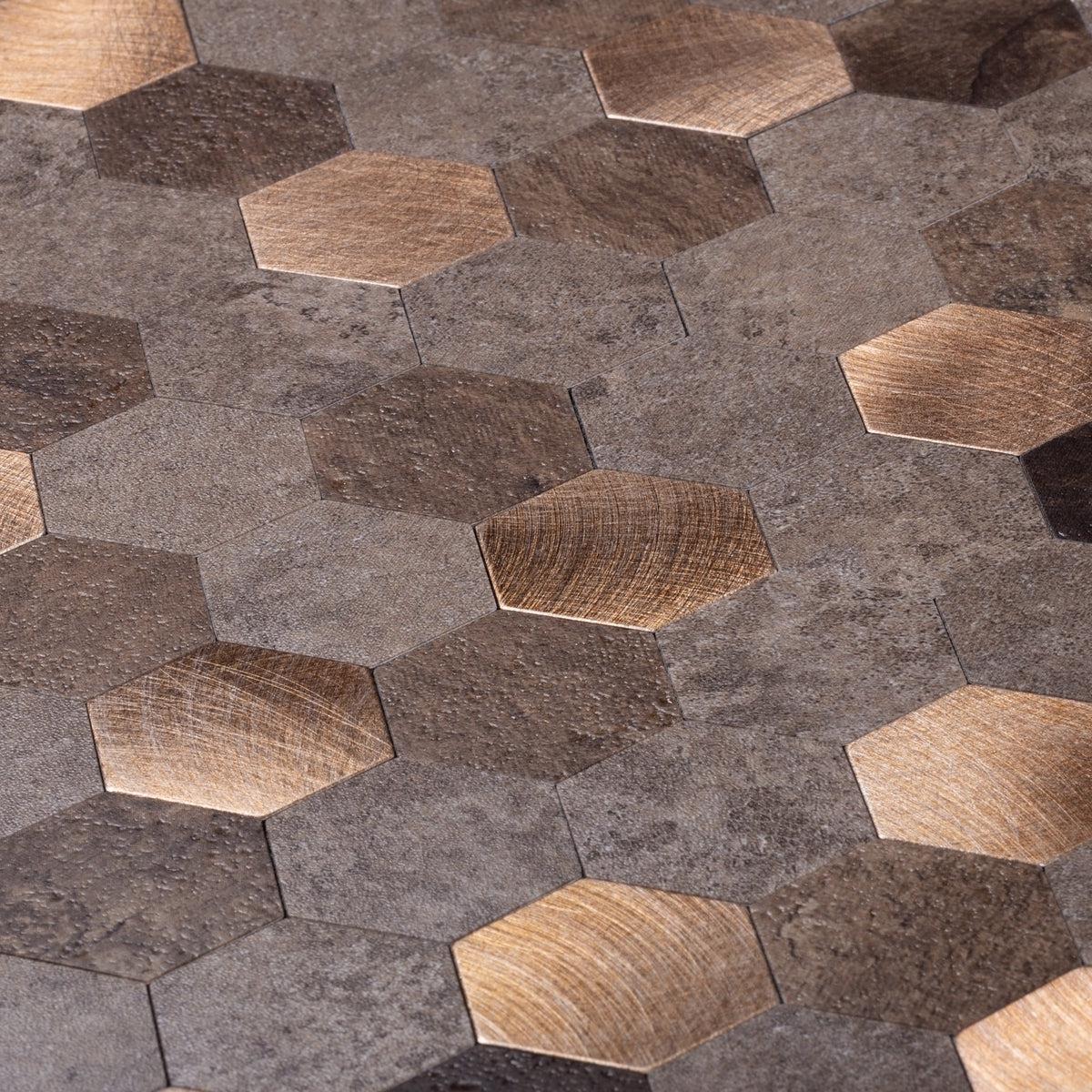 Gold and Beige Hexagon Peel and Stick Tile | Tile Club