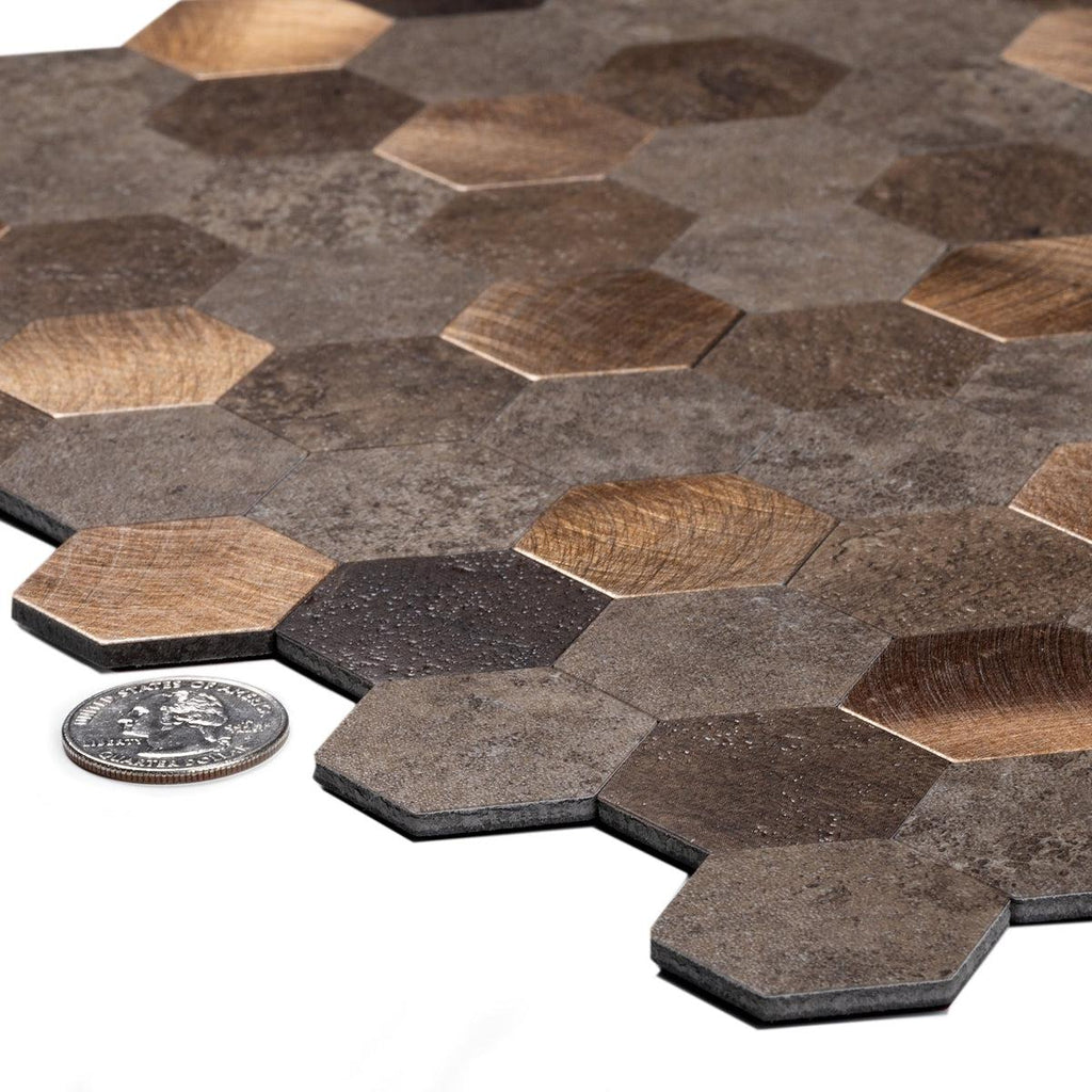 Gold and Beige Hexagon Peel and Stick Tile | Tile Club
