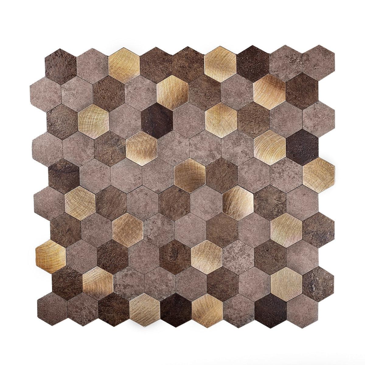 1.25" Gold and Beige Hexagon Peel and Stick Tile