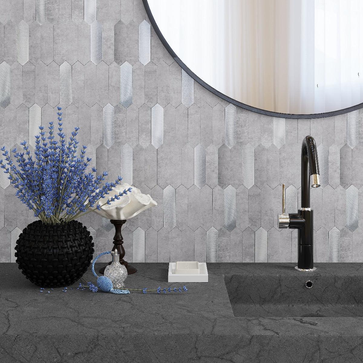 Silver Grey Picket Peel and Stick Tile | Tile Club