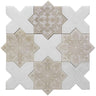 Moroccan Antique Star & White Cross Etched Marble Mosaic Tile