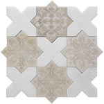 Moroccan Antique Star & White Cross Etched Marble Mosaic Tile
