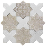 Moroccan Antique Star & White Cross Etched Marble Mosaic Tile