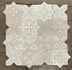 Moroccan Star & Cross Antique Etched Marble Mosaic Tile | Tile Club