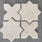 Moroccan Star & Cross White Etched Marble Mosaic Tile | Tile Club