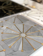 Wheel Deco Gray Marble and Brass Inlay Mosaic Tile | Tile Club