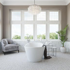 Neutral Bathroom with Free Standing Tub and Slip Resistant Mosaic Tile Bathroom Floor