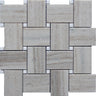 Sand Valley And Thassos Large Basket Weave Mosaic Tile