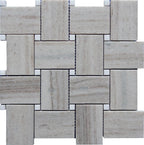 Sand Valley And Thassos Large Basket Weave Mosaic Tile | Tile Club