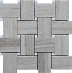 Sand Valley And Thassos Large Basket Weave Mosaic Tile Sample