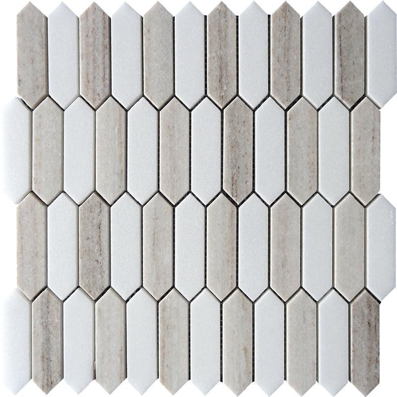 Sand Valley & Thassos Piquet Mosaic Tile Sample