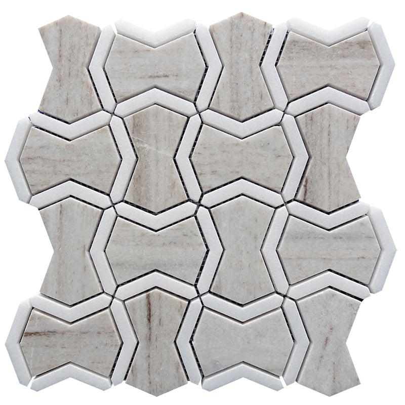 Sand Valley & Thassos Star Mosaic Tile Sample