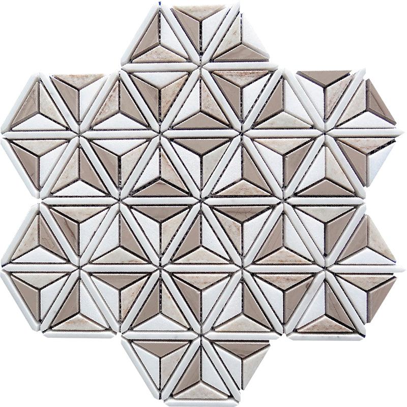 Sand Valley And Thassos Leaf Marble Mosaic Tile | Tile Club