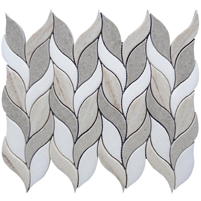 Sand Valley And Thassos Leaves Marble Mosaic Tile | Tile Club