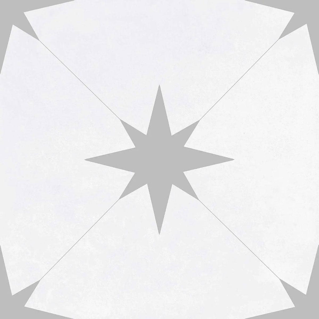 Starlight Eclipse Gray and White Encaustic Porcelain Tile