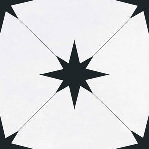 Starlight Eclipse White and Black Encaustic Porcelain Tile