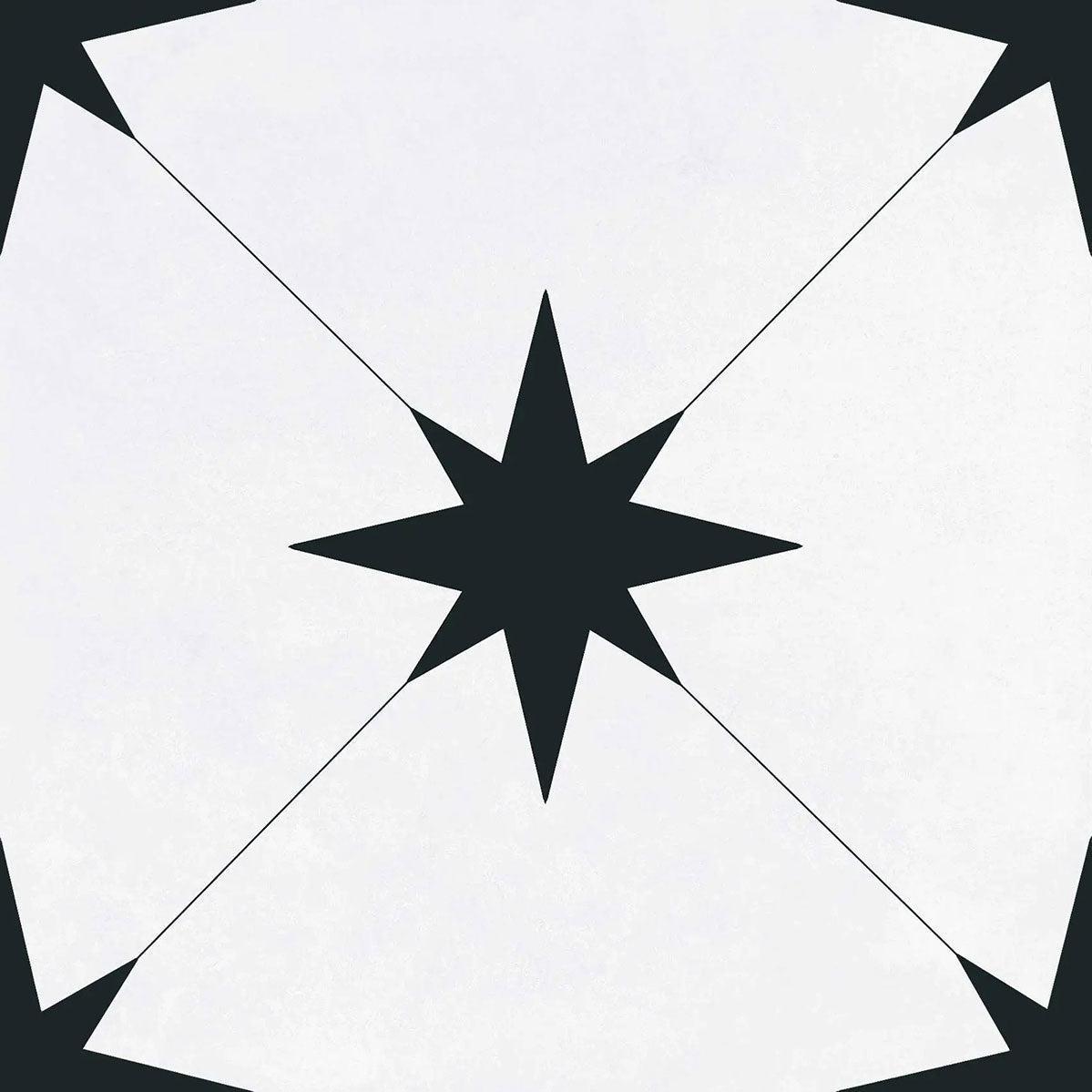 Starlight Eclipse White and Black Encaustic Porcelain Tile