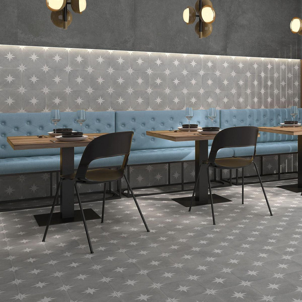 Starlight Gray and White Encaustic Porcelain Tile | Tile Club