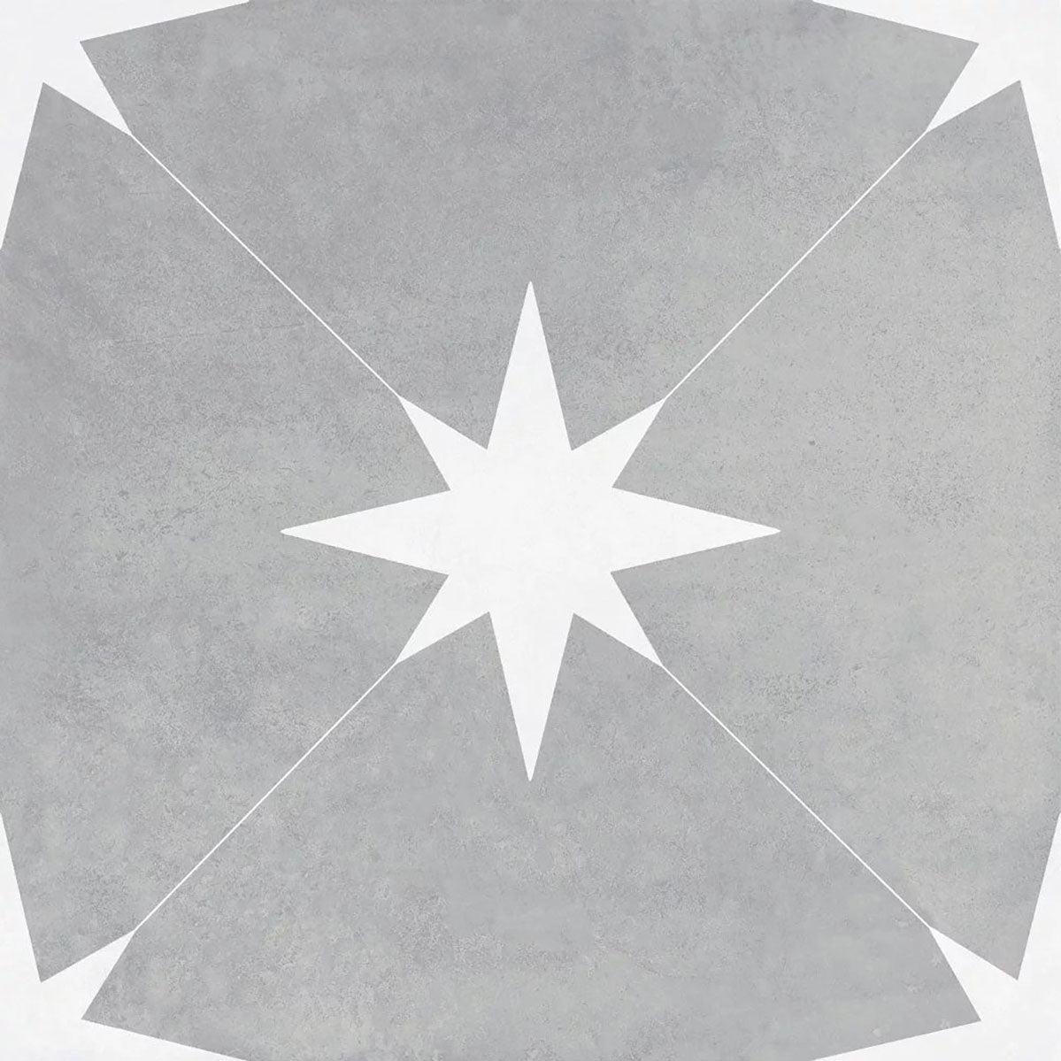 Starlight Gray and White Encaustic Porcelain Tile