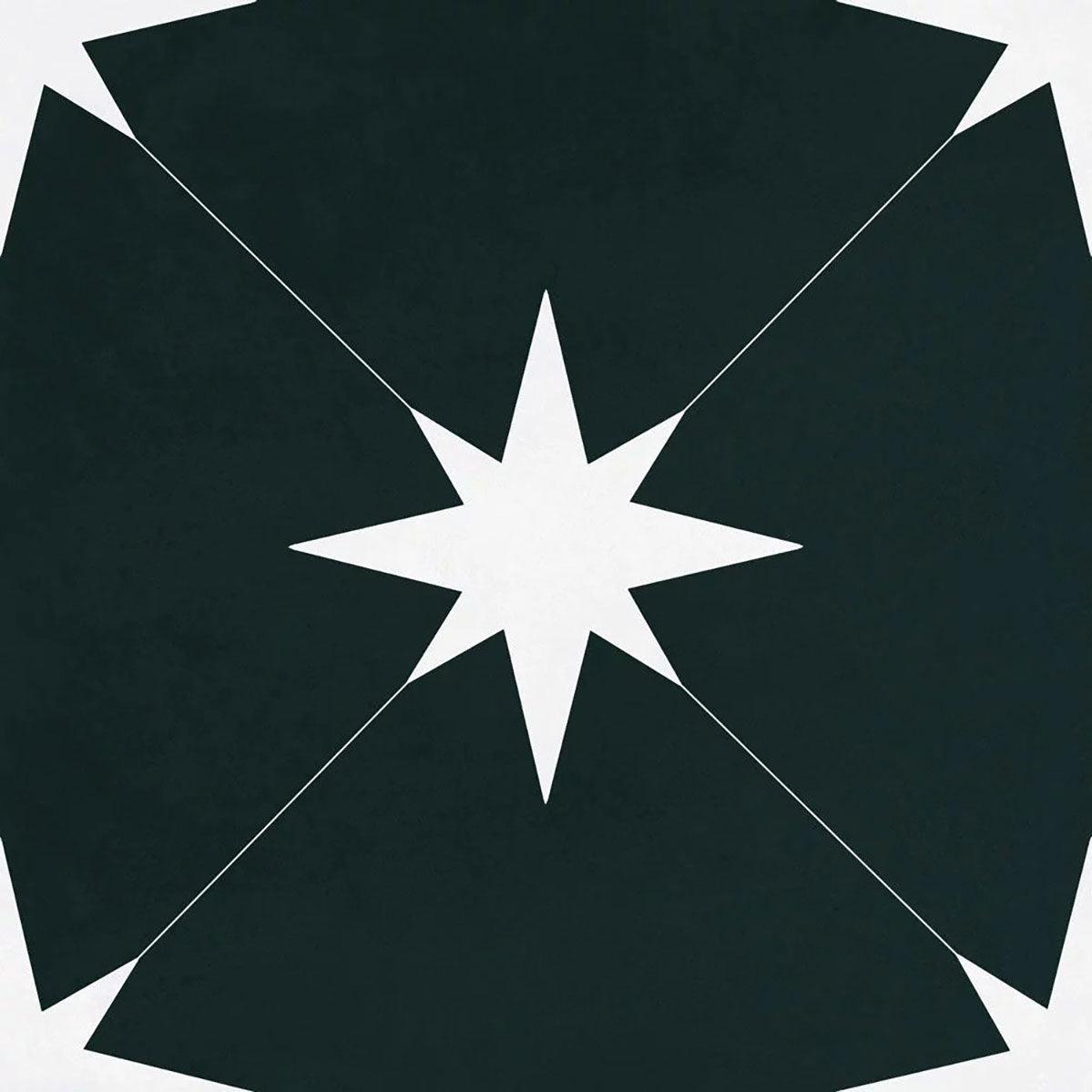 Starlight Black and White Encaustic Porcelain Tile