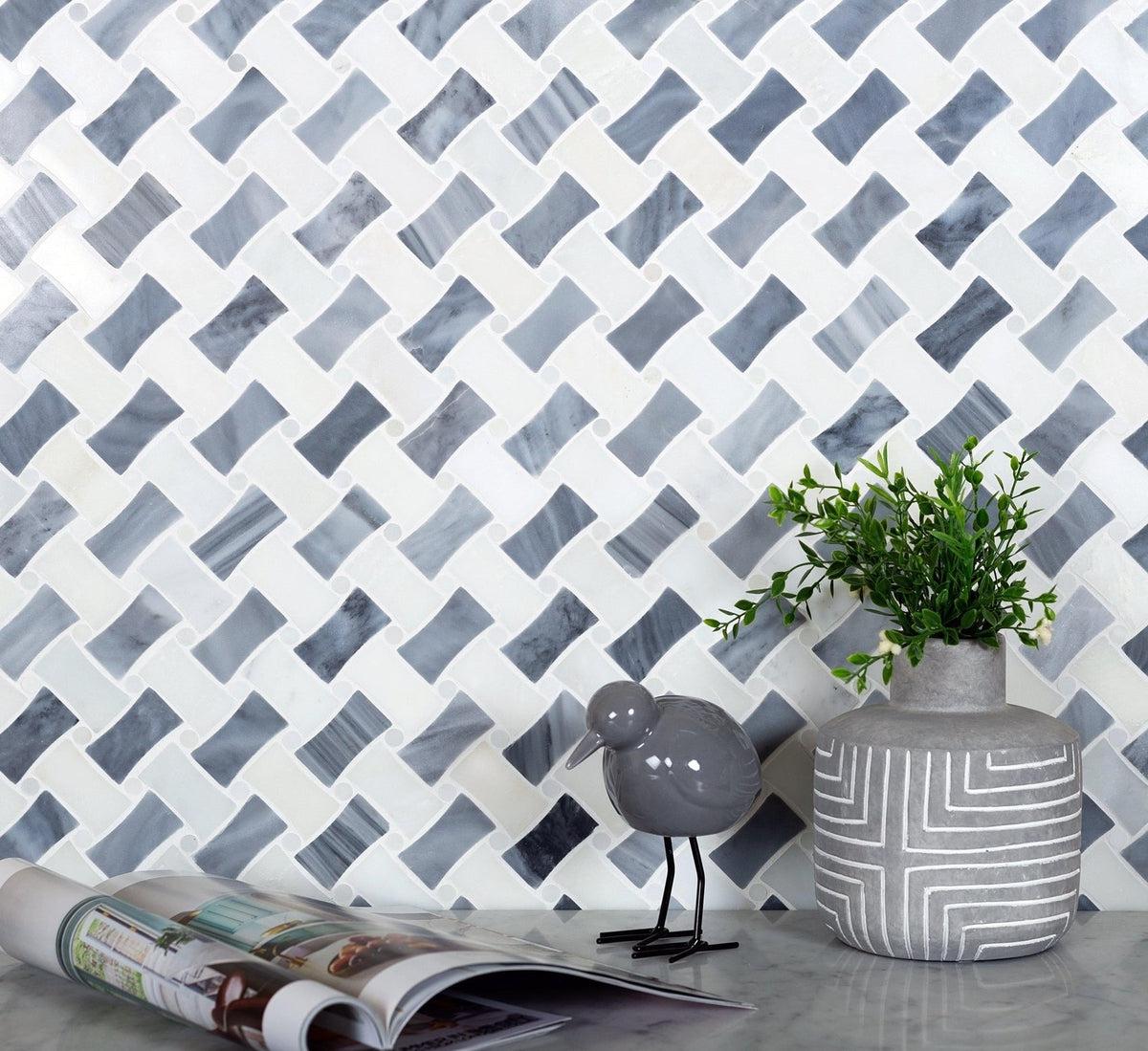 Basket weave mosaic tile