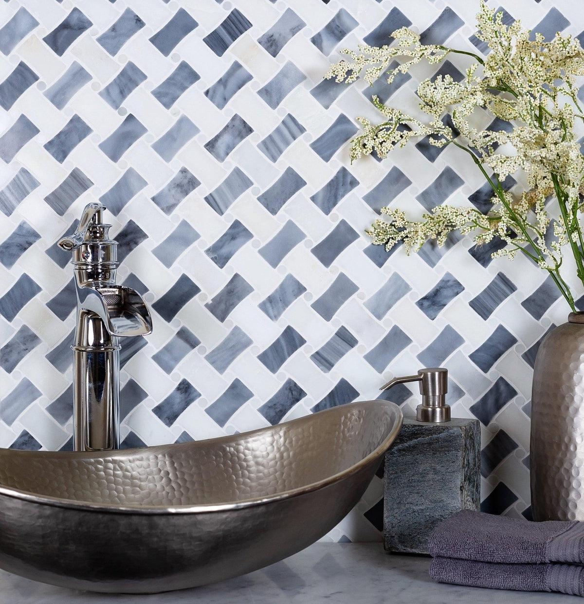 Textured crema marfil brick marble mosaic tile