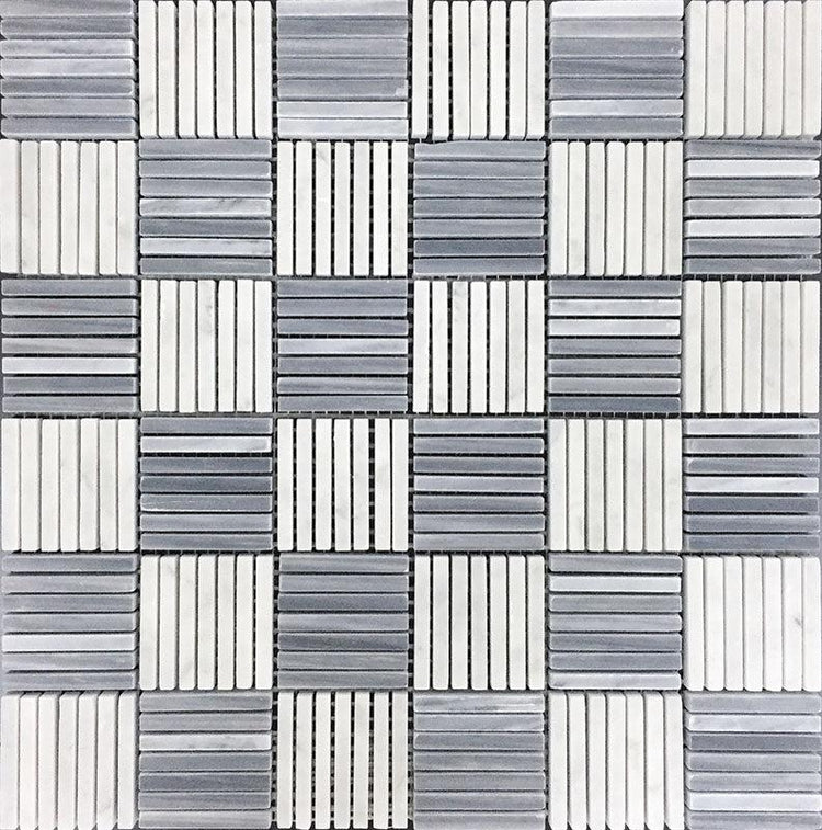 Sticks Carrara & Bardiglio Marble Mosaic Tile | Tile Club