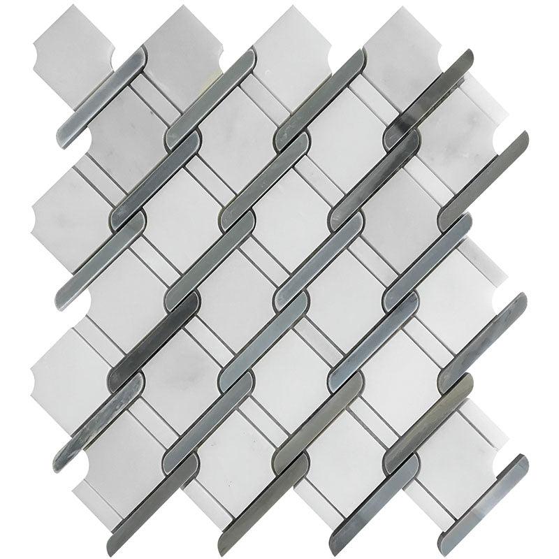 Italiano Bardiglio & Eastern White Marble Mosaic Tile