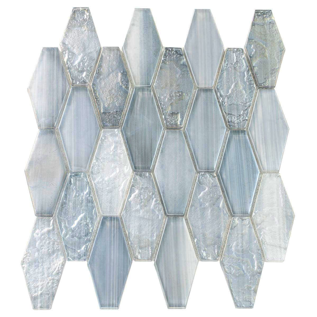 Fog Dreams Elongated Hex Glass Mosaic Tile Sample | Tile Club