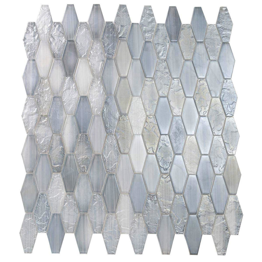 Fog Dreams Elongated Hex Glass Mosaic Tile | Tile Club