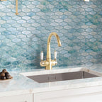 Coastal Dreams Elongated Hex Glass Mosaic Tile | Tile Club