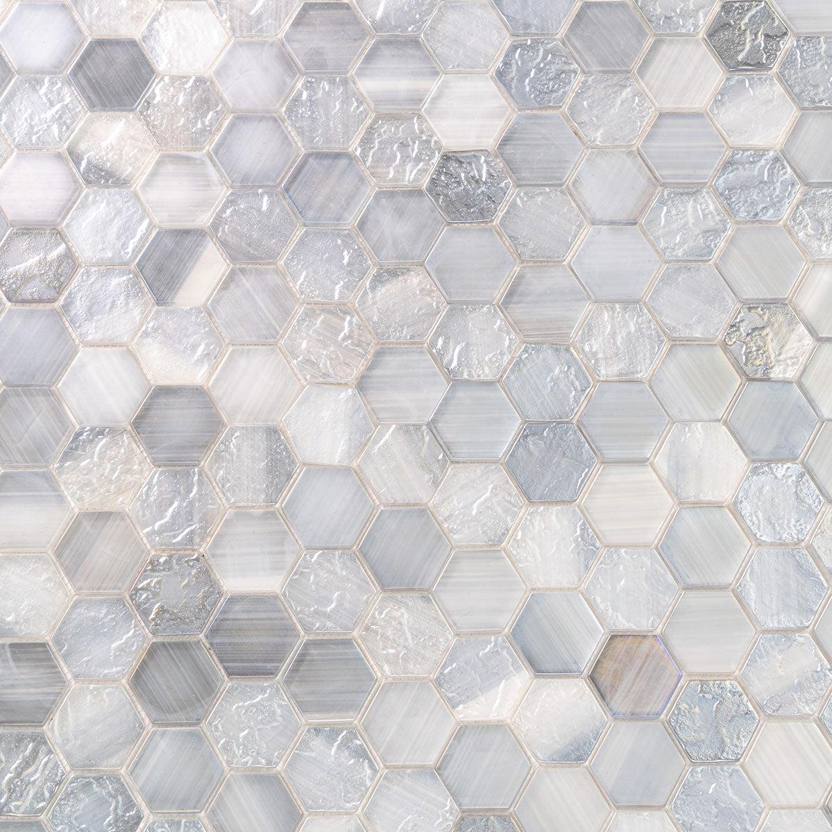 Champagne Dreams Hexagon Glass Mosaic Tile | Tile Club