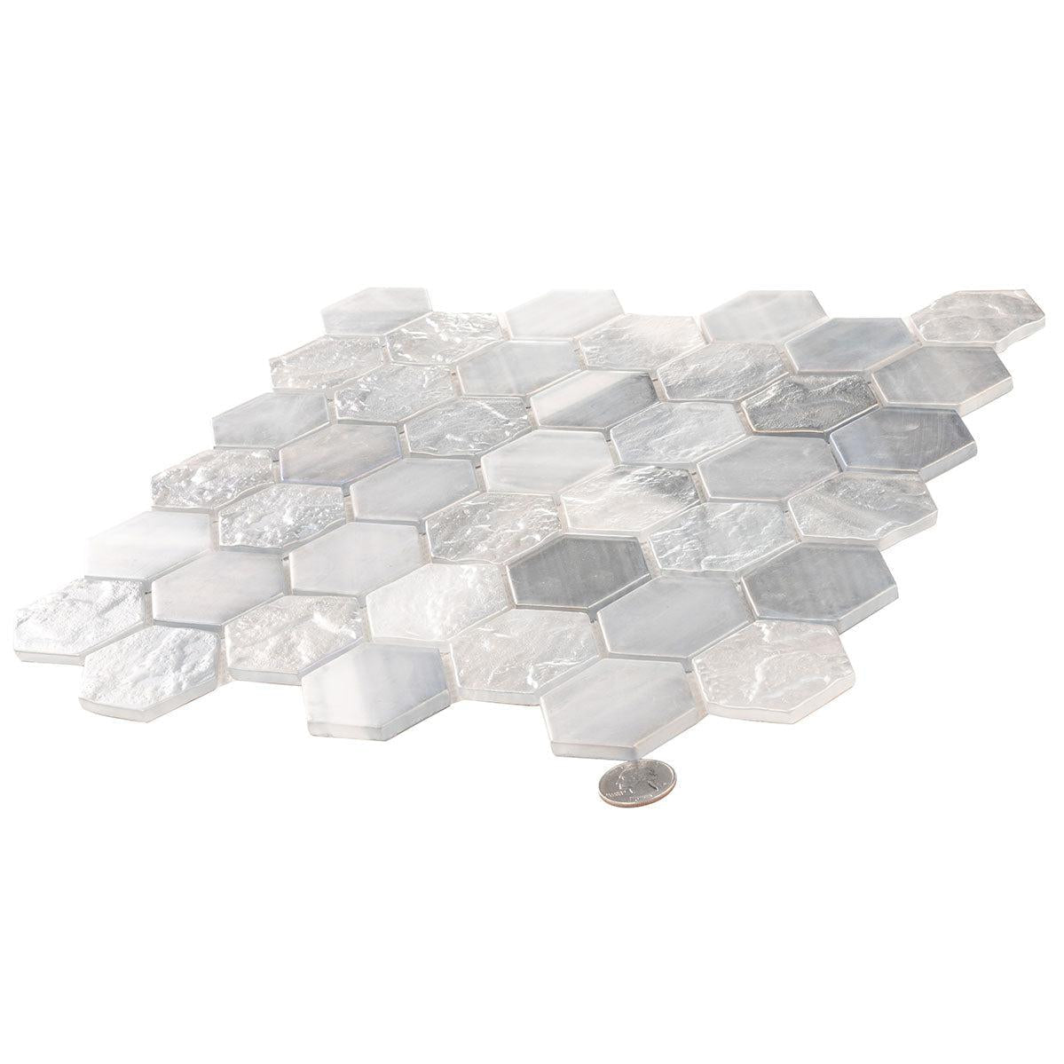 Champagne Dreams Hexagon Glass Mosaic Tile | Tile Club