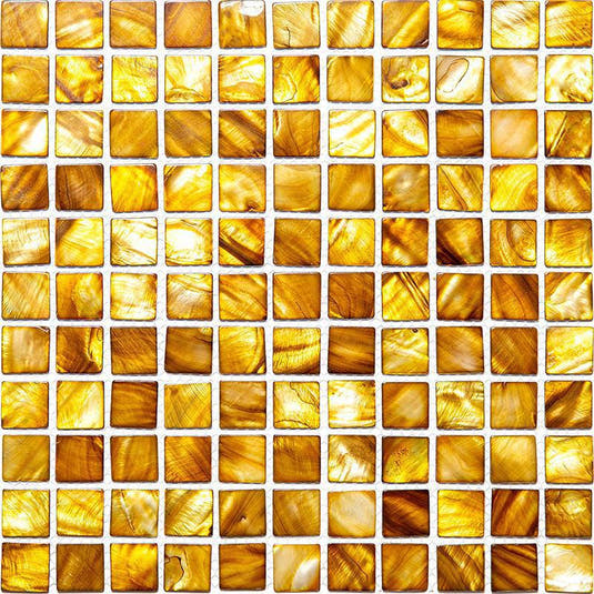 Gold Mother Of Pearl 1" Square Mosaic Tile | Tile Club
