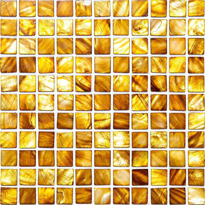 Gold Mother Of Pearl 1" Square Mosaic Tile | Tile Club
