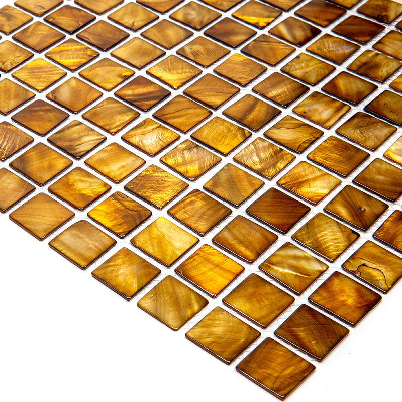 Gold Mother Of Pearl 1" Square Mosaic Tile | Tile Club