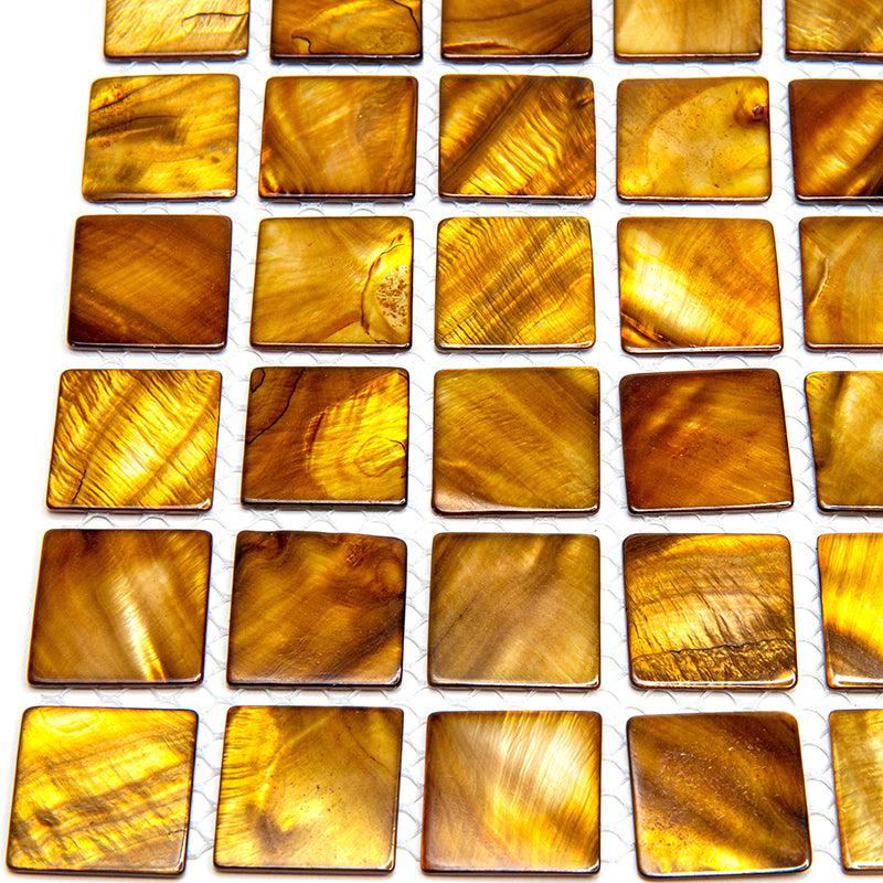 Gold Mother Of Pearl 1" Square Mosaic Tile | Tile Club