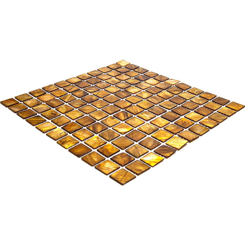 Gold Mother Of Pearl 1" Square Mosaic Tile | Tile Club