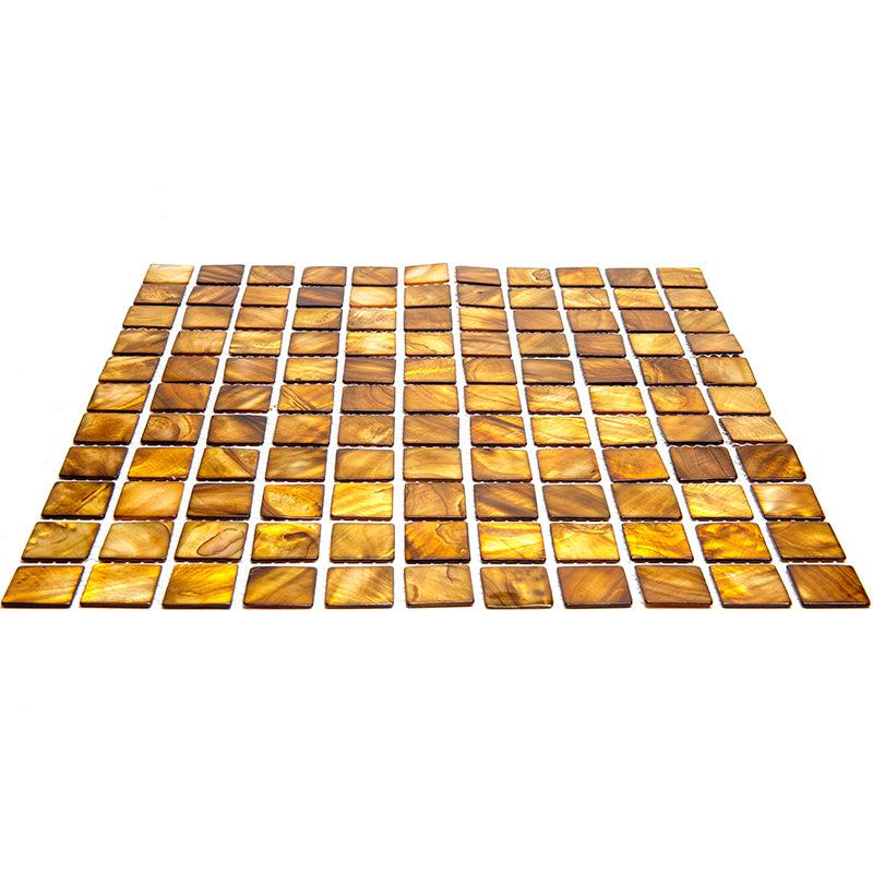 Gold Mother Of Pearl 1" Square Mosaic Tile | Tile Club