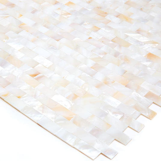 White Mother of Pearl Brick Mosaic Tile | Tile Club
