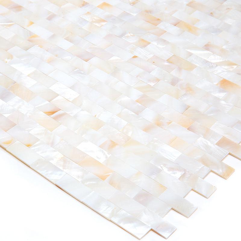 White Mother of Pearl Brick Mosaic Tile | Tile Club