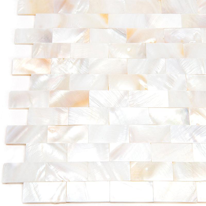White Mother of Pearl Brick Mosaic Tile