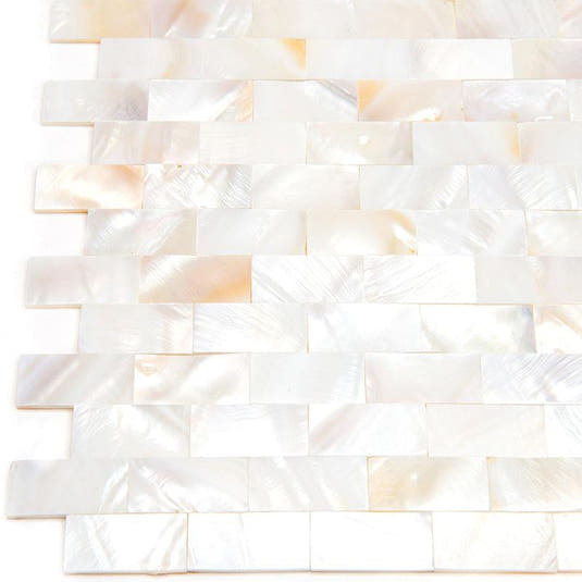 White Mother of Pearl Brick Mosaic Tile | Tile Club