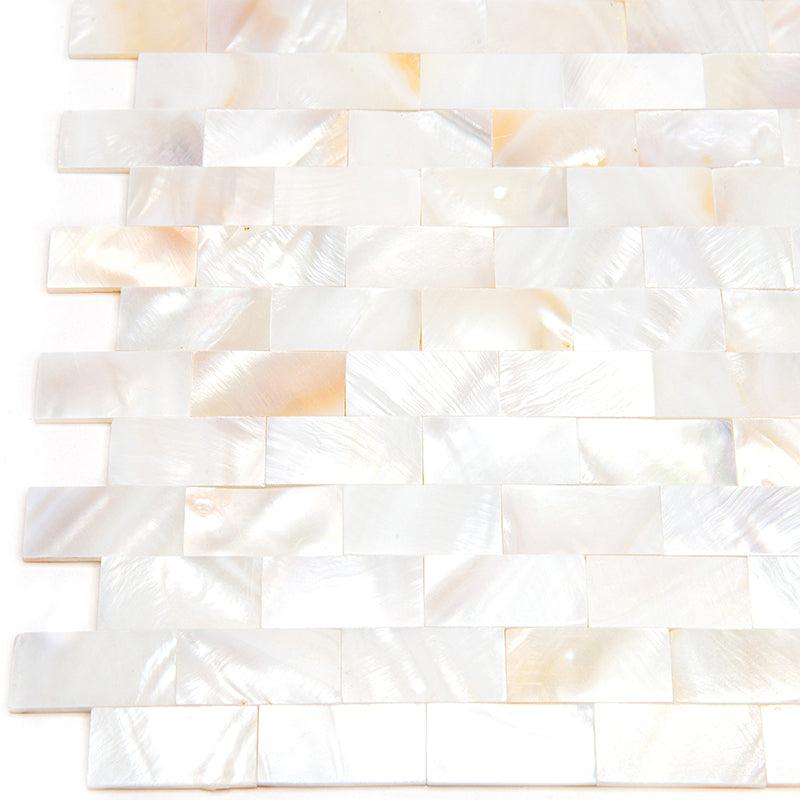 White Mother of Pearl Brick Mosaic Tile | Tile Club