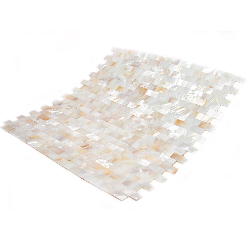 White Mother of Pearl Brick Mosaic Tile | Tile Club